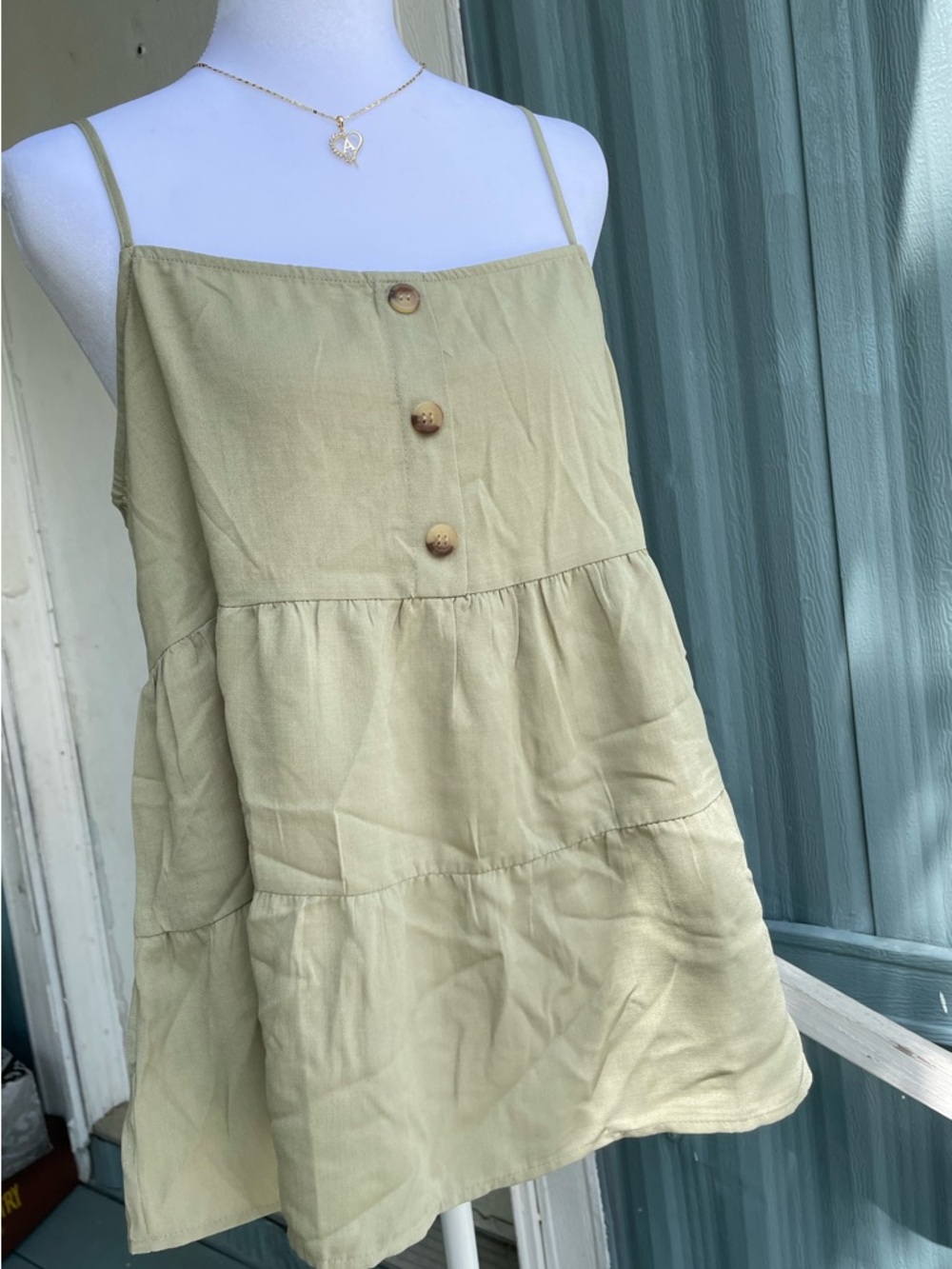 Paper Crane Olive Green Spaghetti Strap Dress